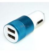 USB adaptér do auta 5V 2,1A 2xUSB bielo-modrý 5V 2 x USB