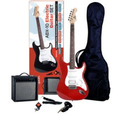 ABX 20 gitarový set, červená ABX GUITARS