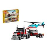 Nákladiak s ploch. korbou a helikoptérou