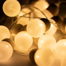 LED svietiaci reťazec, guľa, batériový, 20 teplých bielych LED MLC20B