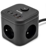 15W 3x z.2xUSB-C,2xUSB,1.4m černá HUSLOG