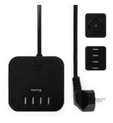 12W 3x zásuvka, 4xUSB, 1.5m černá HUSLOG