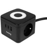 12W 2x z.2xUSB-C,1xUSB,1.4m černá HUSLOG