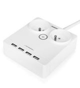 12W 2x zásuvka, 4xUSB, 1.5m bílá HUSLOG
