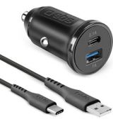 Nabíjacia sada do auta 2xUSB-A/USB-C 1m
